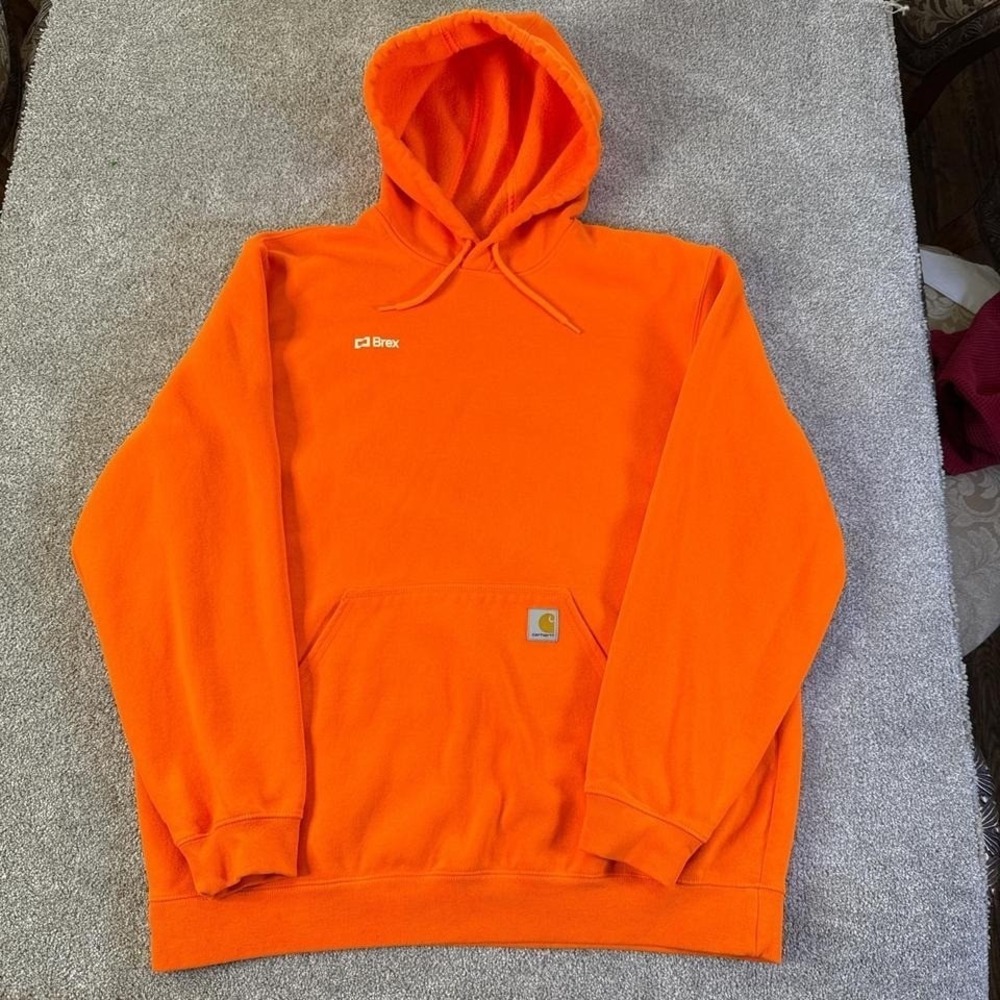 Carhartt Orange Hoodie Loose Fit XL Workwear Sweatshirt